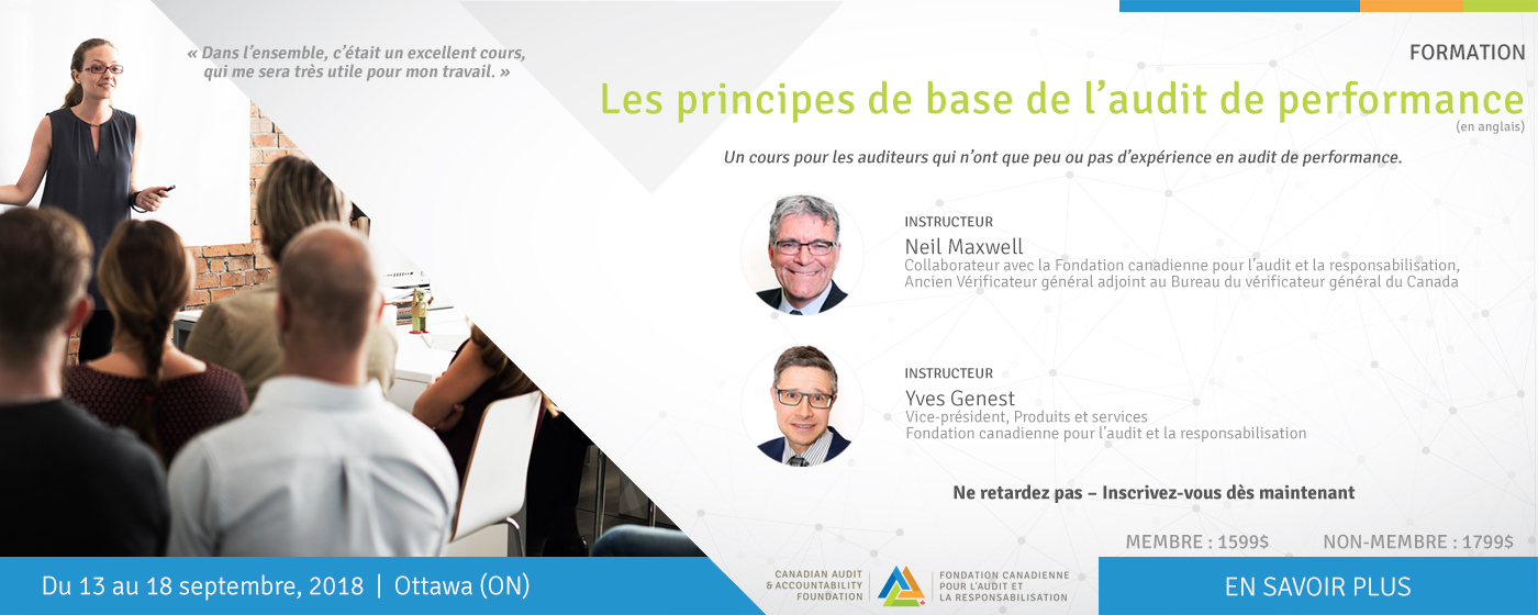 Fundamentals of Performance Audit Training – September 13-18, 2018